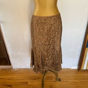St. John Couture Brown Lace Midi Skirt